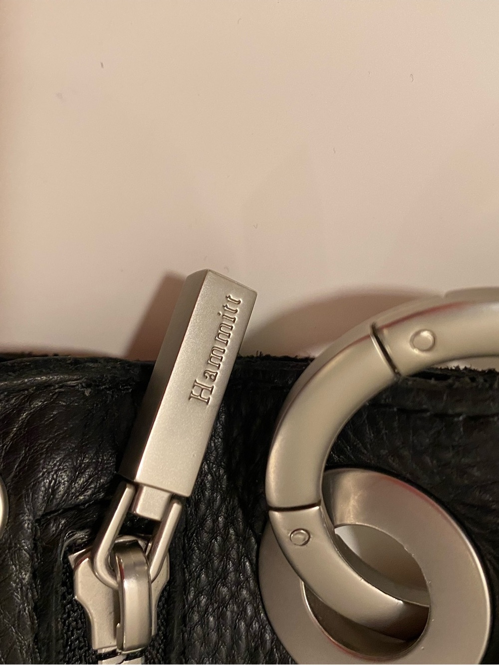 Hammitt Black Pebbled Leather Crossbody with Silver Ring Hardware - Picture 3 of 13